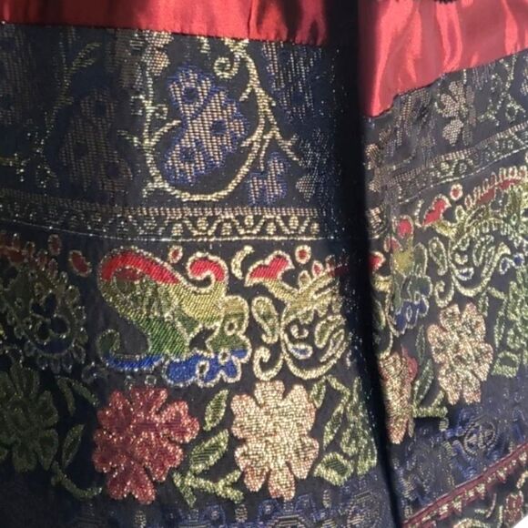 Coldwater Creek Black Velvet Gold Metallic Tapestry Button Front Jacket Blouse - Picture 3 of 10